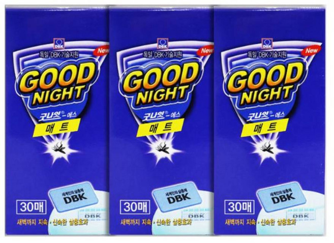 굿나잇 에스매트 전자 모기향 전기 모기약 리필 30매 3개, 30g, 3박스