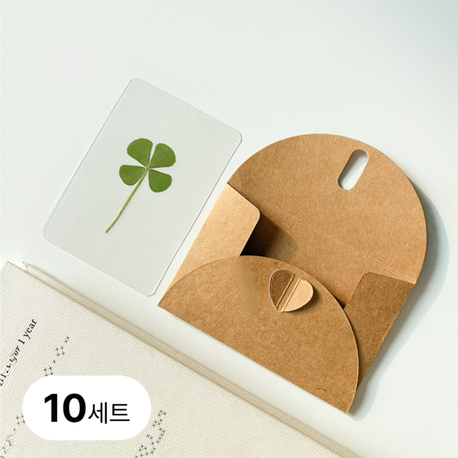 아크디 네잎클로버 생화 책갈피 선물세트, 10개, 봉투포함