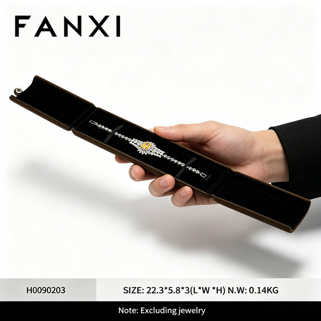FANXI 벨벳 커플 반지 상자 더블 반지 케이스 귀걸이 목걸이 팔찌 긴 사슬 선물 포장 상자 결혼식 부모님 여자친구 다이아몬드 보석 1세 선물 고급 보관함 프로포즈 백일반지, 1개, H0090203롱 체인 케이스