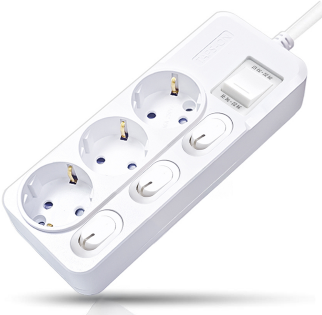 개별스위치+과부하차단 KC인증 접지 2800W 절전 콘센트 3구 멀티탭, 화이트(화이트스위치), 1개, 1.5m
