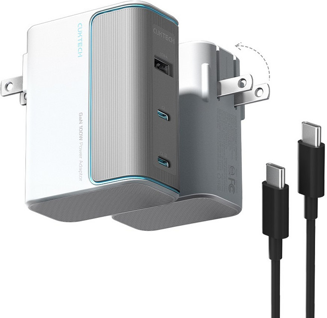 CUKTECH 酷態科 100W 氮化鎵充電器 2C1A PD快充, 銀白/保固7天, 1個