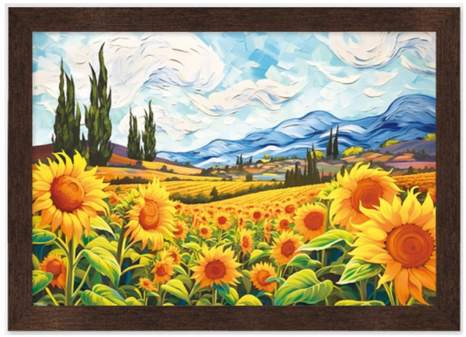 토이앤퍼즐 맑은 하늘과 해바라기들판 1000피스 직소퍼즐액자 TPD10-1039, 퍼즐+우드앤틱액자, 1개
