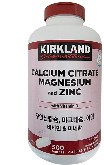 커클랜드 구연산칼슘 아연 마그네슘 비타민 미네랄 1586.2mg, 500정, 1개