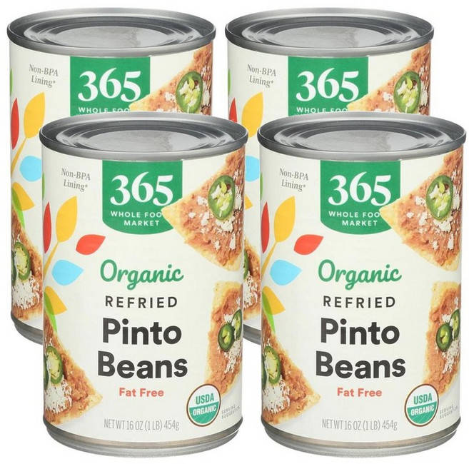 365 홀푸드마켓 리프라이드 핀토빈 무지방 454g, 4개