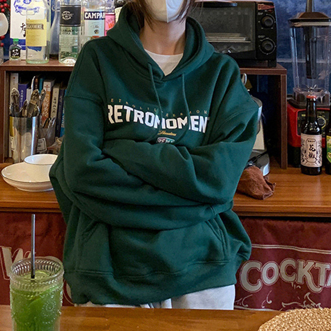 女士 學生 加絨帽T 寬鬆 韓版 冬季 連帽衛衣