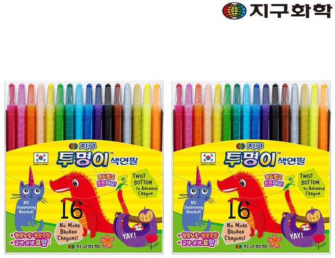 지구화학 투명이 샤프식 색연필, 16색, 2개