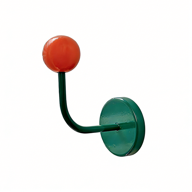 다양한 컬러의 우드볼 자석 걸이가 있어 냉장고 현관에 적합, 1개, 녹색