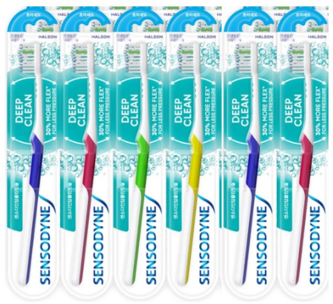 센소다인 딥클린 초미세모 칫솔, 1개입, 6개