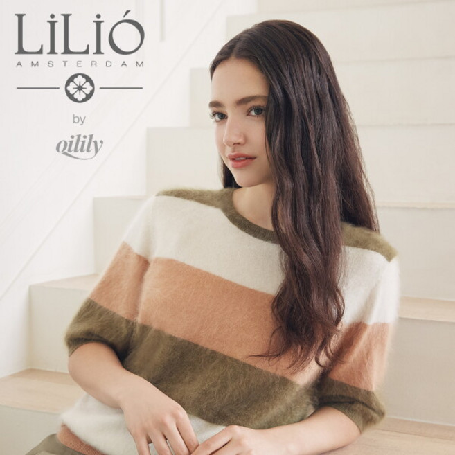 [릴리오] by 오일릴리 (25FW) 캐시미어100 스트라이프 반팔 니트