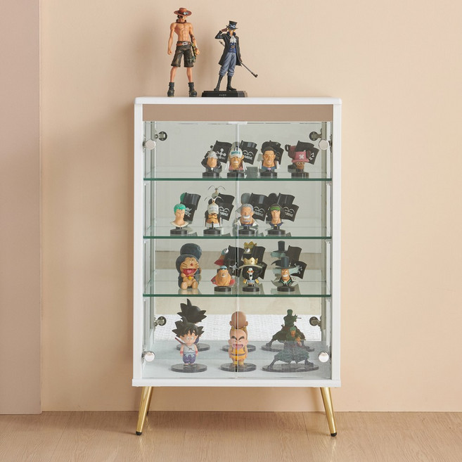 골드-프리미엄 600-3단 유리 장식장 진열 피규어 수납 그릇 거실, 골드-프리미엄 600-3단 장식장(화이트), 골드 프리미엄 600 3단 장식장(화이트)