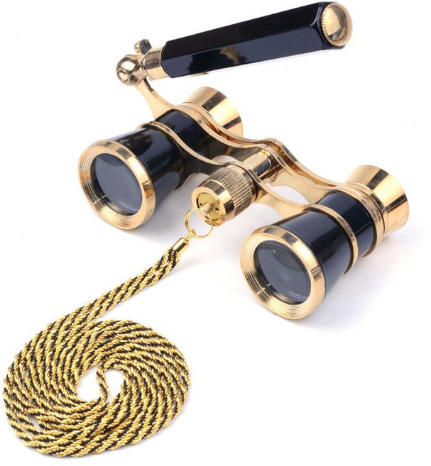 오페라글라스 망원경 콘서트 체인형 목걸이 엔틱 디자인, 1개, 체인 핸들 블랙, 기본 색상