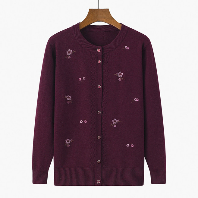중년 여성 니트 가디건 플라워 자수 빅사이즈 스웨터 실내복 70대80대 할머니옷 슬림소녀