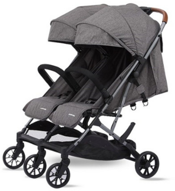 에어보스 쌍둥이 유모차 콤팩트 폴딩 소보, 모던그레이/방풍커버+컵홀더
