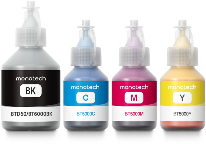 모노테크 엡손 호환잉크 세트 BT6000 BTD60, 1세트, 검정+파랑+빨강+노랑