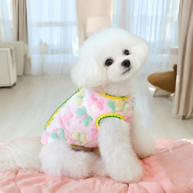 후아시스 겨울 강아지 나비 후리스 수면조끼, 1개