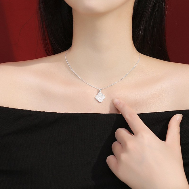 Youmi 천연 자개 925실버 플라워 목걸이 여성용 선물 데일리 주얼리 ZX002