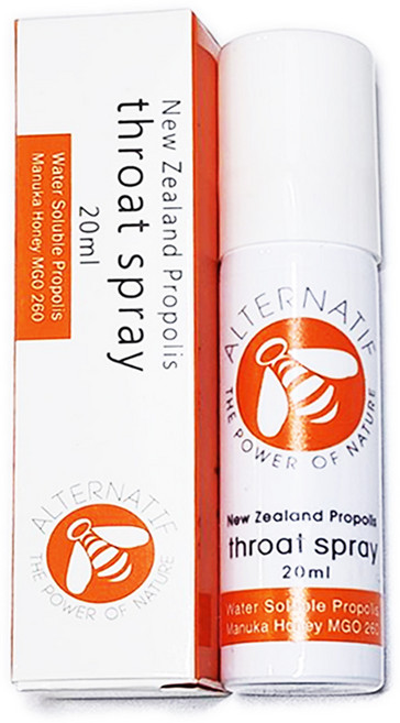 ALTERNATIF 紐西蘭麥蘆卡蜂蜜MGO260蜂膠噴劑 (一般款 橘色) 舒緩喉嚨不適, 1個, 20ml