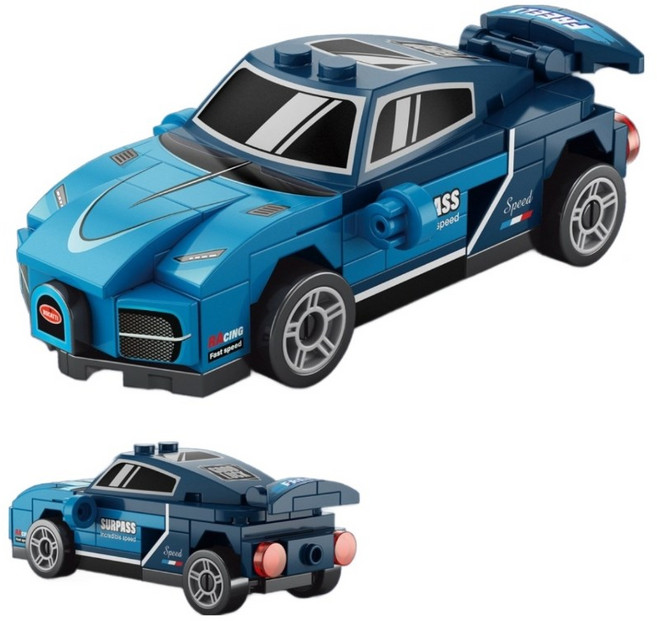 풀백 미니카 브릭 조립자동차 시리즈 12종 스포츠카/레이싱카/오프로드카/슈퍼카 블록만들기, 101. 9140-01, 1개