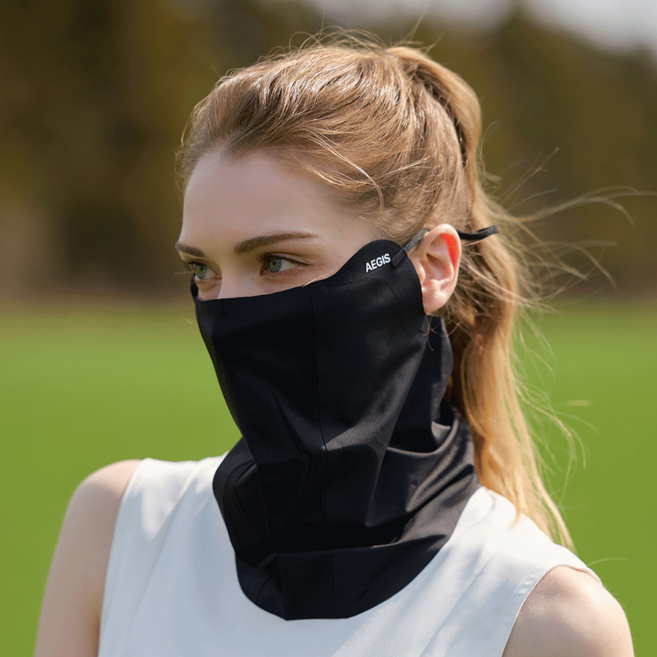 이지스 자외선차단 무봉제 마스크 (스포츠 Sports) 러닝, 블랙, 1개