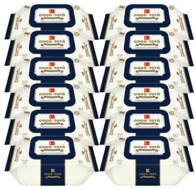 코코토토 프리미엄 물티슈 캡형, 12개, 80매입, 65g