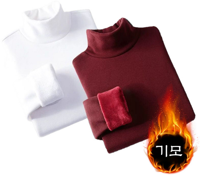 1+1 남성 기모 목폴라 티셔츠 캐주얼 가을 겨울 반폴라 긴팔티 슬림핏 이너 풀오버 상의 심플 데일리 남자 덕기모 반목 긴팔티 CY