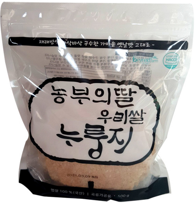 농부의딸 우리쌀 누룽지, 500g, 1개
