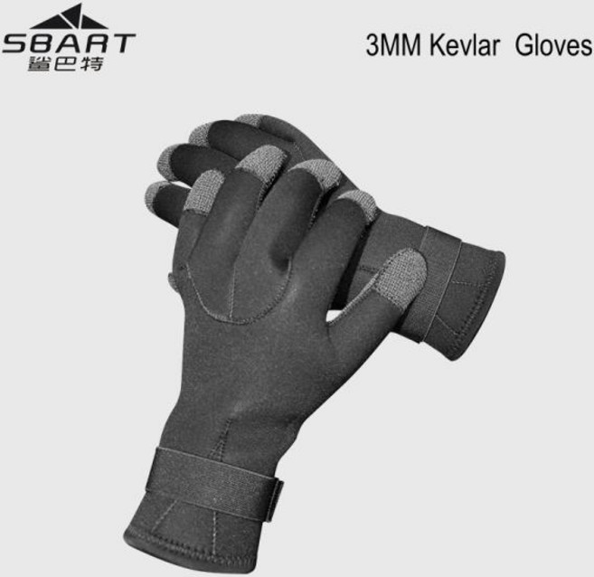 다이빙장갑 케블라 네오프렌 스노클링 패들링 서핑 카약 카누 스피어피싱 스키 수상 스포츠 수영 다이빙 장갑 3mm, 01 Black, 01 XL(Width12cm)