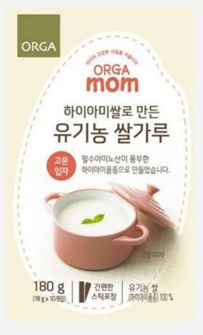 올가 유기농 쌀가루 고운가루 하이아미쌀 (18gx10개입), 180g, 8개