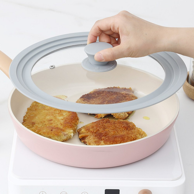 실리콘 3단 유리 멀티뚜껑 냄비 후라이팬 뚜껑 24-28cm, 1개, 28cm
