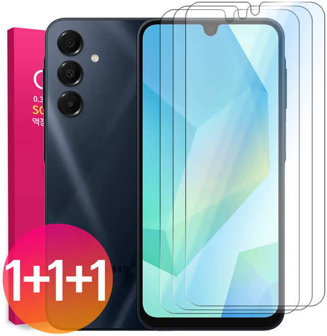 넥스트모바일 1+1+1 갤럭시 A16 LTE 전용 강화유리 고투명 액정 보호 필름, 3개