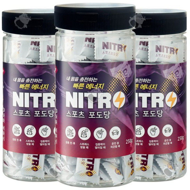 니트로 스포츠 포도당 캔디 레몬맛 저혈당 사탕, 3개, 100정