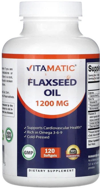 Vitamatic 아마씨유 1200mg 소프트젤 120정, Vitamatic아마씨유1200mg소프트젤120정, 1개 - 쿠팡