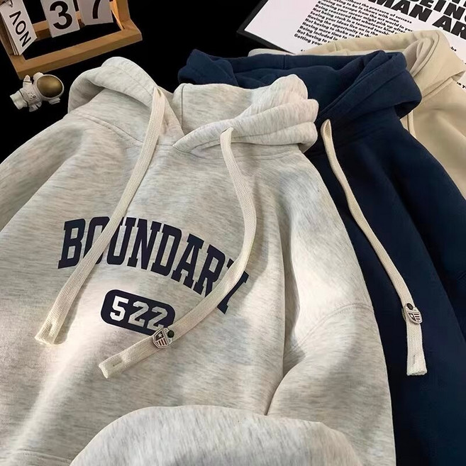 連帽刷毛字母印花大學T 長袖帽T 刷毛帽t 連帽衛衣 帽T 大學T 男生內刷毛長袖上衣