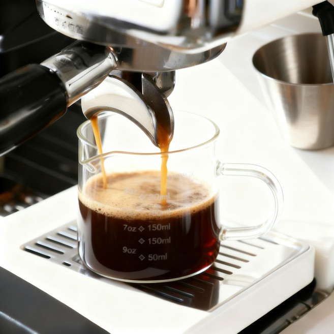 FATTYS 우드 내열유리 에스프레소 샷잔, 1개, 250ml유리 손잡이