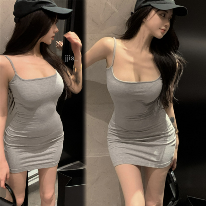 Asure 여자 여름 나시원피스 슬림핏 섹시 미니원피스