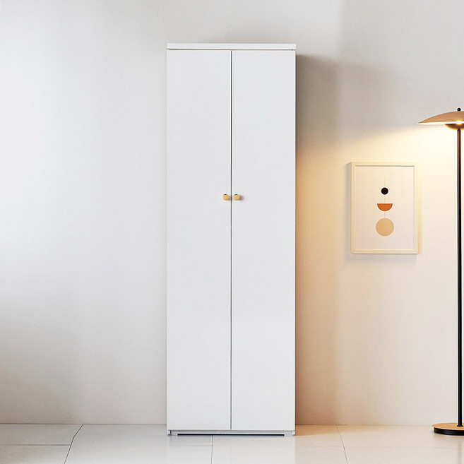 LPM 하이그로시 긴 거울 양문 신발장 600 실내인테리어 좁은현관 자취방, 화이트, 8단