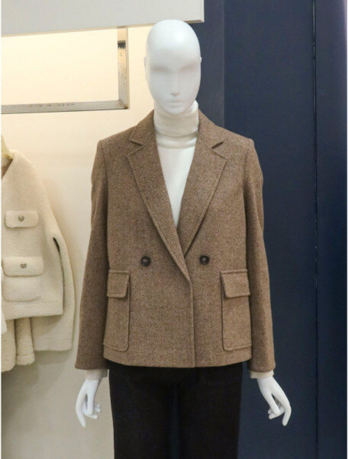 나이스클랍 나이스클랍 울혼방 헤링본 숏 자켓(A251PWJ102)BE_DG