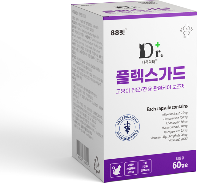 냐옹닥터 플렉스가드 고양이 관절 영양제 관절염 다리절음 천연 진통제 소염제, 60정, 관절+장건강, 1개