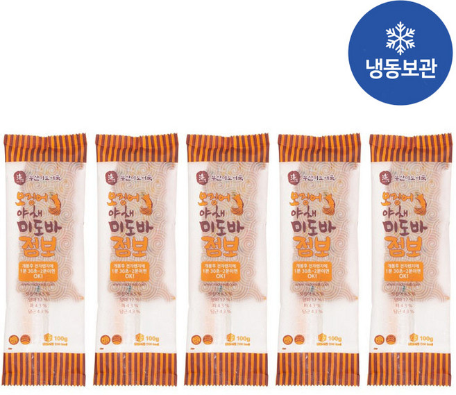 미도식품 신이내린오징어야채미도바 매운맛미도바 미도핫바 부산미도 휴게소핫바 (100gx5개), 1개, 500g