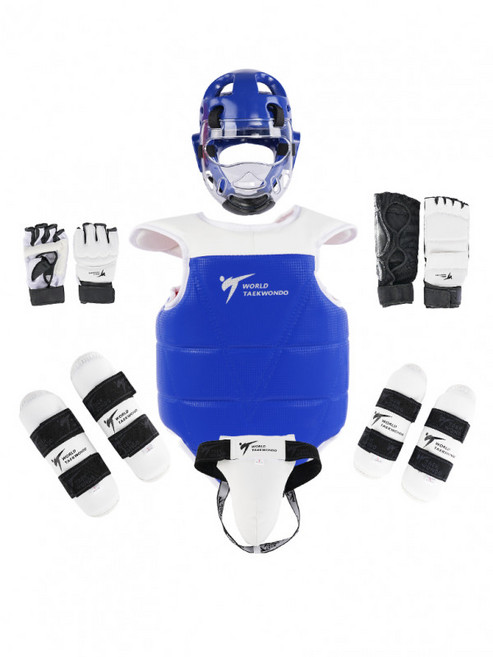 태권도 겨루기 장비 실기 호구 보호 대련 풀세트, 3호-5피스 레드 세트