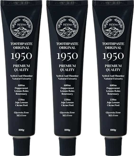 1950 시트러스 블랙 입냄새 구취 제거 고불소 치약, 3개, 100g - 쿠팡