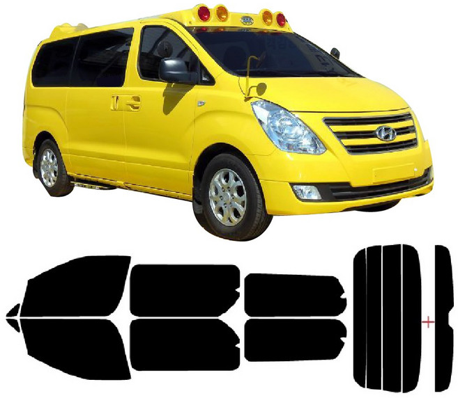 어린이집 유치원 차량 전용 투과율80% 그랜드스타렉스 측후면 열차단 썬팅필름, 그랜드스타렉스12인2열통유리, 현대