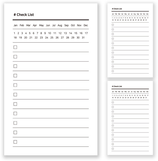 아무날 체크리스트 / 투두리스트 떡메모지 3종 세트, [ A-1 :: Check List ], 3개, 100개입