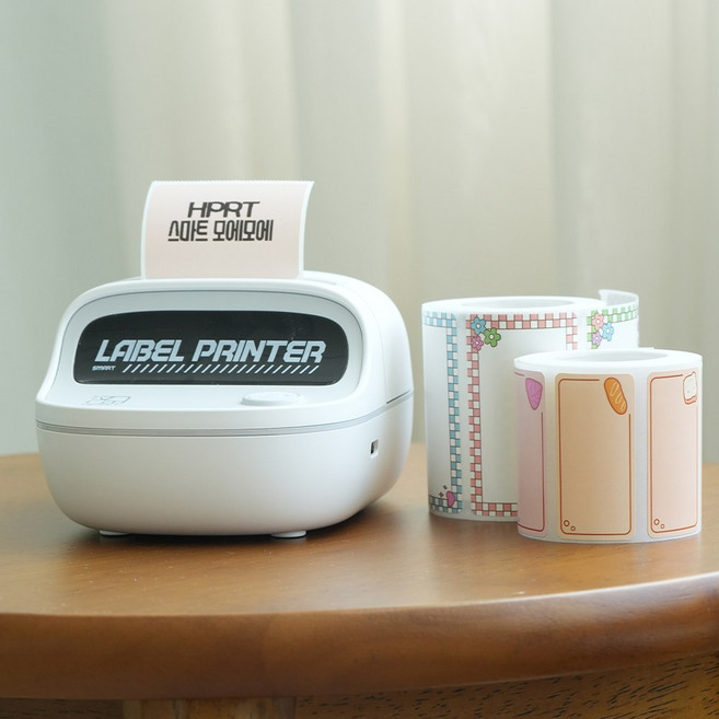 모에모에 라벨프린터 네임스티커 고속인쇄 프린터기 바코드 큐알 생성, 1세트, 화이트