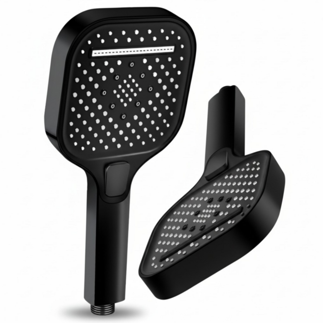 낭만픽 3단 수압쾌감 대형 샤워기헤드, 블랙, 1개