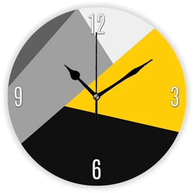 적 미술 대리석 인쇄 벽시계 거실 부엌 노란색 회색 스칸디나비아 미니멀리스트 장식, 1개, 1. 회색 / A. 10inch (25x25cm)