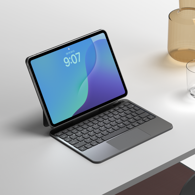 [풀 알루미늄 바디] 링크프로 아이패드 매직키보드 케이스 에어4 5 6 7세대 M2 프로3/4/5/6세대 11/12.9/13인치 블루투스 한글각인 백라이트 구조독 호환, 1개, 블랙