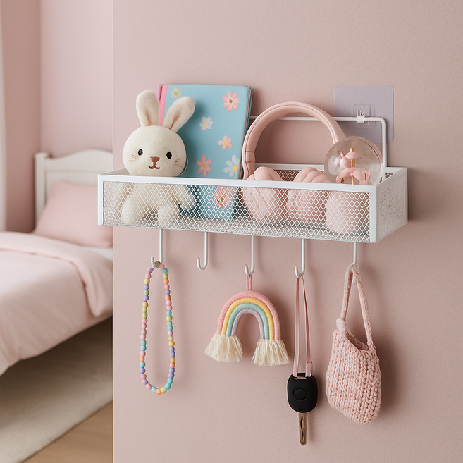 프라니 녹슬지않는 무타공 욕실 다용도 선반, 1개, 고리형 화이트