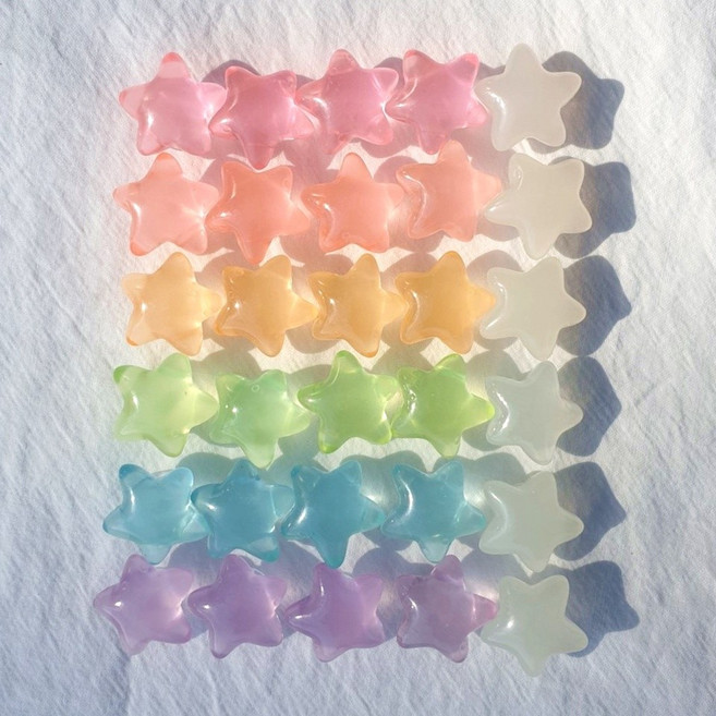 [대용량 30pcs 패키지] 야광별 별가사리 불가사리 무지개 레인보우 신발 실내화 꾸미기 신꾸 세트 set 파츠 장식 y2k 위시코어 위쉬코어 드림코어 도매가 혜자 기획