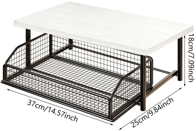 데스크탑 스토리지 랙 커피 스테이션 정리함 식탁 카운터 티백 물컵 보관함 철제 선반 장식품, Black 2